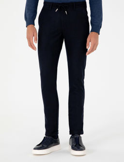 Lacivert Slim Fit Kanvas Pantolon