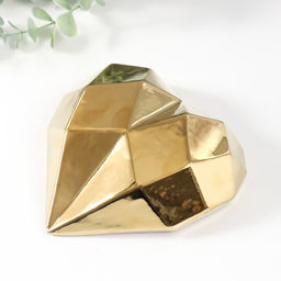 Фигурка керамика Сердце 3D грани, золото, 15?15?5 см