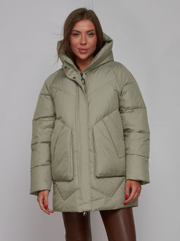 Зимняя женская куртка модная с капюшоном светло-зеленого цвета 52362ZS - HULDLUCK фото 9