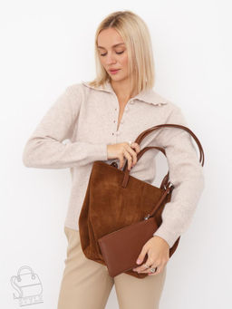 Сумка женская кожаная 2403YF brown Polina&Eiterou