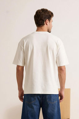 Ekru Oversize/Genis Kesim Nak?sl? %100 Pamuk T-shirt TMNSS26TS00024 - Trendyolmilla фото 3