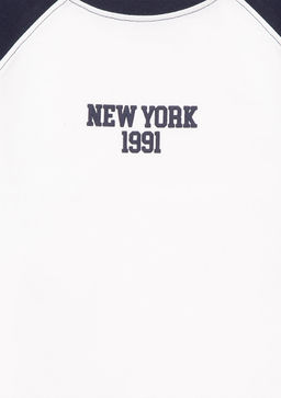 New York Bask?l? Ekru Tisort - Mavi фото 3