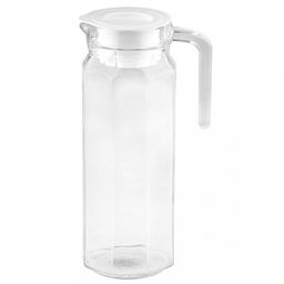 Кувшин стеклянный Грани 1,1л, д7,5см, h24,5см, основание д9см, белая пластмассовая крышка, Дели Гласс (Deli Glass) (Китай)