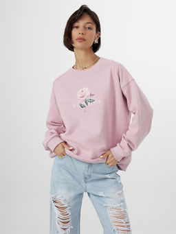 Свитшот женский розовый с принтом и надписью its my wild rose - Mark formelle фото 6
