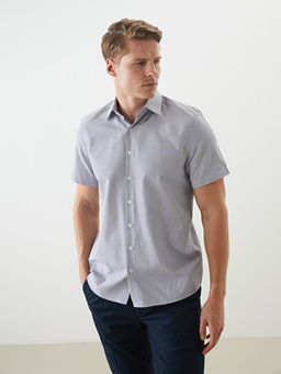 Regular Fit K?sa Kollu Ekose Poplin Erkek G?mlek