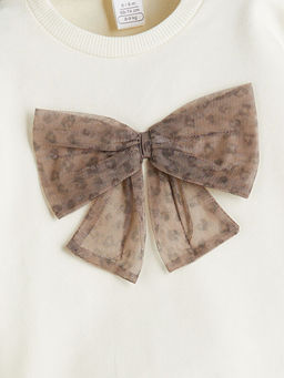 Bisiklet Yaka Kurdele Detayl? K?z Bebek Sweatshirt ve Tayt 2li