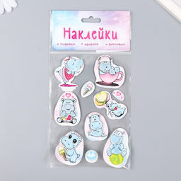 Наклейка картон 2 слоя Малыши-бегемотики 17х12 см - Simaland фото 4