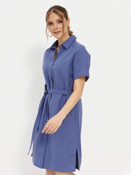 из 100% льна премиального качества. Платье Лион синее