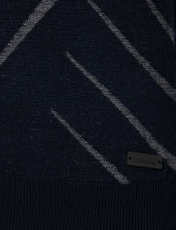 Темно-синий облегающий трикотажный свитер с круглым вырезом - Cacharel фото 7