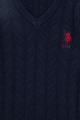 Базовый свитер темно-синего цвета для мальчика - U.s. polo assn фото 3