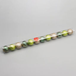 Ёлочные игрушки Агнет, шары новогодние, d=6 см, набор 12 шт., полосы, блеск, зелёный/золотистый - Зимнее волшебство фото 2