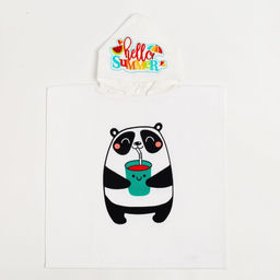 Полотенце - пончо детское махровое «Крошка Я. Панда», 60×120 см, хлопок 100%, белое