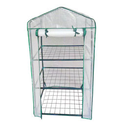 UGH-R10 H125 GREEN/WHITE Парник-стеллаж для рассады, 3 полки, 60x40x125см. Металлическая труба в ПВХ, цвет зеленый. Тент из армированного полиэтилена 135г/м2, цвет сетки белый. TM ФитоЛето