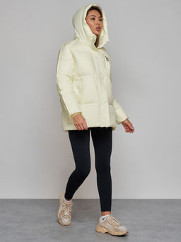 Зимняя женская куртка модная с капюшоном светло-желтого цвета 52308SJ - HULDLUCK фото 9