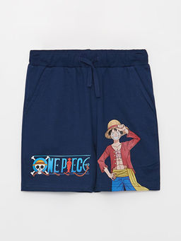 Beli Lastikli One Piece Bask?l? Erkek ?ocuk ?ort