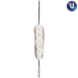 Цена за 4 шт. Мочалка для тела "PREMIUM - FERGAMO", цвет белый / капучино, 26*6см, 60грамм (зип пакет и наклейка Ultramarine)