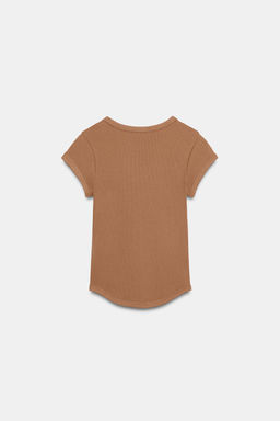 CAMISETA RIB MANGA CORTA / Tostado oscuro - Zara фото 6