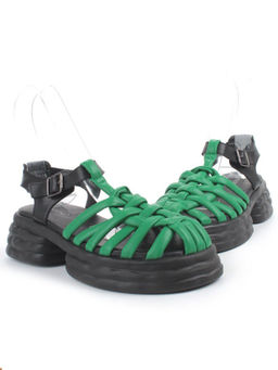 08-PEAG48-2 BLACK/GREEN Босоножки женские (натуральная кожа) - Фабричный китай фото 10