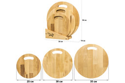 Комплект 3 досок 35*35*1,8 см, 30*30*1,8 см, 25*25*1,8 см Круг с ручкой на дер. подстав. - Elan gallery фото 2