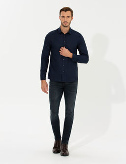 Lacivert Slim Fit Oxford G_mlek