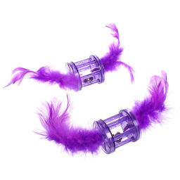 Цена за 6 шт. Игрушка для кошек с бубенчиком в наборе 2шт "ИГРУЛИК", с перышками, цвет фиолетовый, 4см