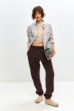 Брюки женские из футера трехнитка с начесом Сова шоколад