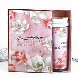 Подарочный набор, ежедневник и термостакан «Воспитатель»