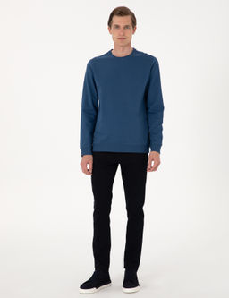 A__k Lacivert 2 _plik Regular Fit Bisiklet Yaka Basic Sweatshirt - Pierre cardin фото 4