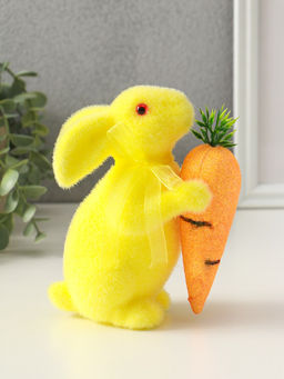 Фигурка пасхальная Жёлтый заяц с морковкой, 6.5?12?15.5 см