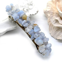 Заколка для волос с агатом голубым (сапфирин) 6*1,5*1,5см