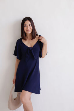 Martichelli Платье синее с завязками на груди  фото 6