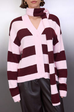 Pembe Sal Detayl? Yumusak Dokulu Oversize V Yaka Triko H?rka TWOAW26HI00278 - Trendyolmilla фото 3