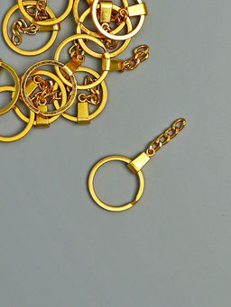 Основа для брелока кольцо металл с плоским креплением золото набор 12 шт 3х6 см