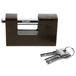 Замок навесной, стальной, гаражный 90мм "Рябчик", 90х60х25мм, окрашенный, 3 ключа, в коробке (Китай)