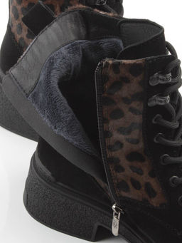 01-DMD-D269 BLACK/LEOPARD Ботинки демисезонные женские (натуральная замша, байка)
