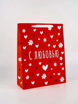 Пакет подарочный бархатный, упаковка, «С любовью», бархат, L 31×40×11.5 см