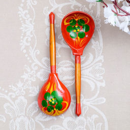 Цена за 2 шт. Ложка деревянная Краснушка, полубасок, красный фон - Simaland фото 8
