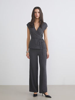 Beli Lastikli Dokulu Geni? Pa?a Kad?n Pantolon