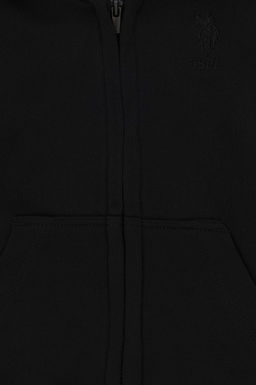 Черный базовый свитшот на молнии для маленьких мальчиков Неожиданная скидка в корзине - U.s. polo assn фото 3