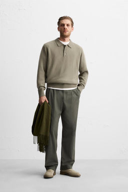 WOOL BLEND KNIT POLO SHIRT