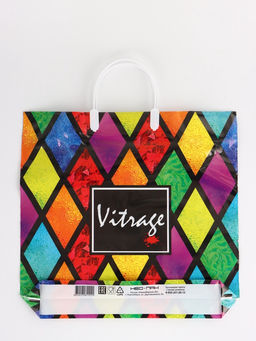 Цена за 5 шт. Пакет "Витраж, полиэтиленовый, пластиковая ручка 37х35 см 90 мкм