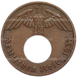 Монета 1 рейхспфенниг 1937 года A Германия