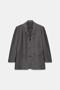 BLAZER RECTA CON LINO ZW COLLECTION / Gris - Zara фото 3