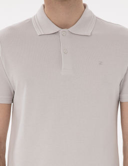 A__k Gri Slim Fit %100 Pamuk Polo Yaka Basic Ti__rt
