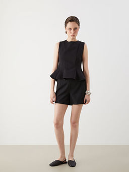 Bisiklet Yaka Peplum Bluz