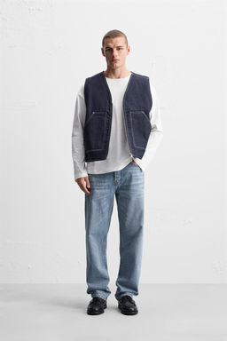 STITCHED DENIM WAISTCOAT - Zara фото 3