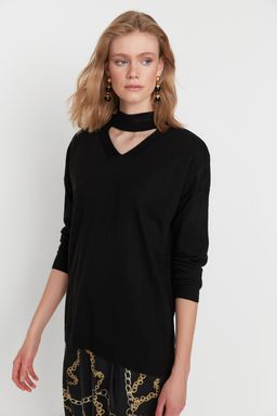 Siyah Choker Yaka Triko Kazak TWOAW20KZ0220