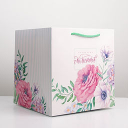 Пакет подарочный квадратный, упаковка, Волшебных моментов, 30?30?30 см