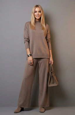 K13403 Костюм вязаный трикотаж БЕЖЕВЫЙ