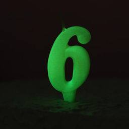 Свеча для торта цифра «Люминесцентная», 5.5 см, цифра 6
